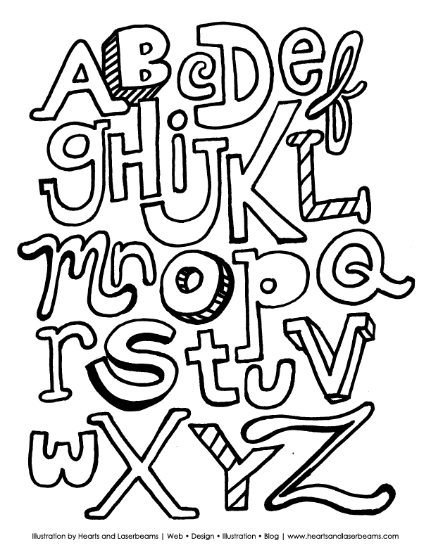 calligraphy alphabet letters coloring book pages free - photo #15